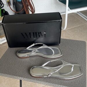 White House Black Market Metallic Silver Sandals